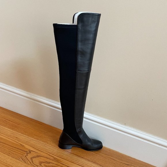Black Napa Leather/Stretch Gabardine Over-the-Knee Boots  from STUART WEITZMAN - Picture 3 of 7